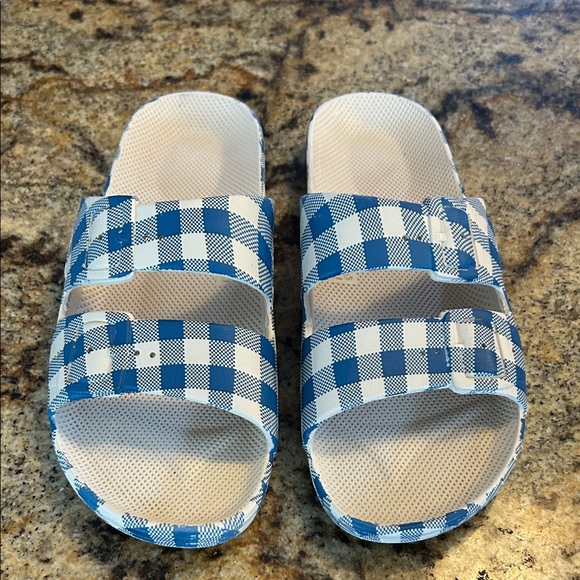 Shoes - Freedom Moses Blue and White Checkered Sandals